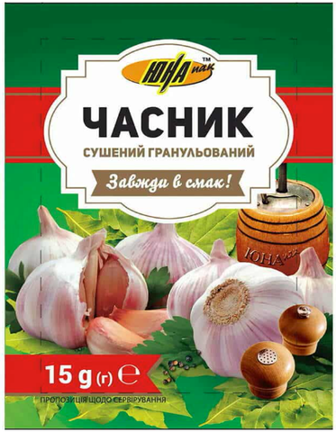 Часник сушений гранульований ЮНА, 15г